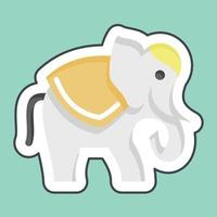 elefante de corte de linha de adesivo. relacionado ao símbolo da Tailândia. design simples editável. ilustração simples. ícones de vetor simples. turismo de viagens do mundo. tailandês