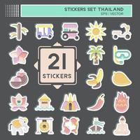 conjunto de adesivos tailândia. relacionado ao símbolo da Tailândia. design simples editável. ilustração simples. ícones de vetor simples. turismo de viagens do mundo. tailandês