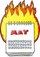 calendário de desenhos animados desenhados à mão livre mostrando o mês de maio vetor