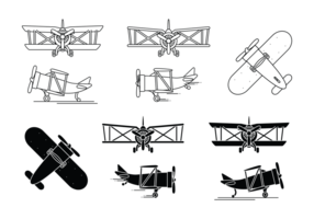 Conjunto de ícones de biplano vetor