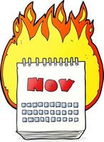 calendário de desenhos animados desenhados à mão livre mostrando o mês de novembro vetor