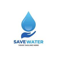 salve o logotipo da água. logotipo de cuidados com a água vetor