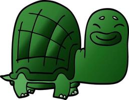 desenho animado doodle tartaruga feliz vetor