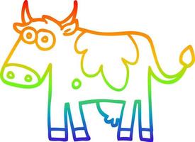desenho de linha de gradiente de arco-íris desenho de vaca de fazenda vetor