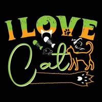 eu amo gato. pode ser usado para design de moda de camiseta de gato, design de tipografia de gato, vestuário de gatinho, vetores de camiseta, design de adesivo, cartões, mensagens e canecas.