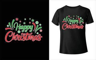 design de camiseta de feliz natal - gráfico vetorial, pôster tipográfico, vintage, etiqueta, crachá, logotipo, ícone ou camiseta vetor