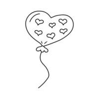 balão de ar doodle bonito em forma de coração com corações. mão desenhada linha arte ilustração vetorial. vetor