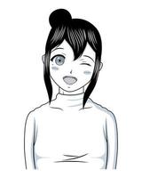 garota feliz estilo anime vetor
