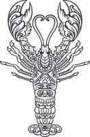 silhueta de ornamento elegante de lagosta vetor