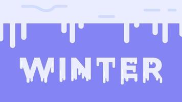 ilustração em vetor de letras frias, pingente de gelo sobre fundo azul. a palavra inverno.