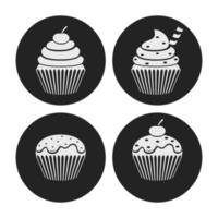 coleção de conjunto de ícones de cupcake de silhueta vetor