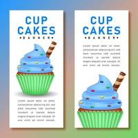 banner de cupcakes com fundo colorido vetor