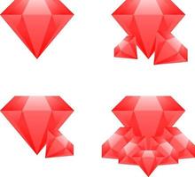 rubis de cristal vermelho definir ilustração vetorial para logotipo, ícone, moeda, negócios, finanças, sinal, símbolo, jogos de item ou design de jogos vetor