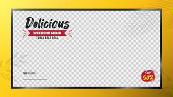 design de modelo de banner de comida deliciosa vetor