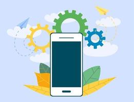 smartphone para gestão de negócios, investimento e mobile banking vetor