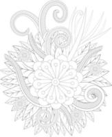 páginas para colorir doodle, doodle de primavera, páginas para colorir florais para crianças e adultos, árvore de primavera e floral vetor