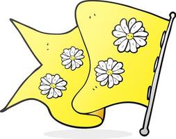 bandeira de flor de desenho animado desenhada à mão livre vetor