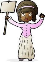 mulher vitoriana de desenho animado protestando vetor