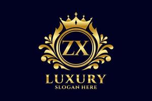modelo de logotipo de luxo real inicial zx letter em arte vetorial para projetos de marca luxuosos e outras ilustrações vetoriais. vetor