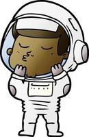 astronauta confiante dos desenhos animados vetor