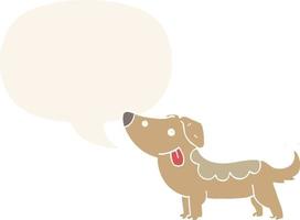 cão de desenho animado e bolha de fala em estilo retrô vetor