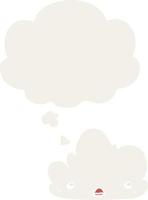 nuvem de desenho animado bonito e balão de pensamento em estilo retrô vetor