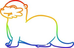 desenho de linha de gradiente de arco-íris desenho de lontra rindo vetor