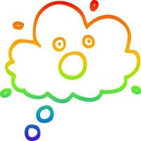 desenho de linha de gradiente de arco-íris gritando nuvem de pensamento vetor