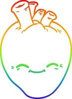 desenho de linha de gradiente de arco-íris desenho animado coração feliz vetor