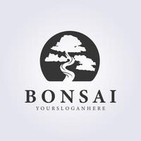 design de ilustração vetorial de logotipo de bonsai recortado vintage vetor