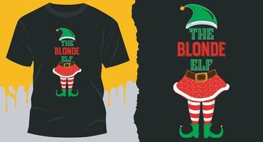 vetor de design de camiseta elf para festa de natal