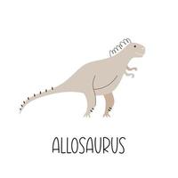 allosaurus de dinossauro bonito pré-histórico é isolado. ilustração vetorial de um animal selvagem vetor