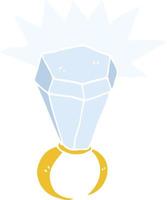 ilustração de cor lisa do enorme anel de diamante vetor