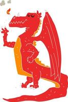 ilustração de cor lisa de dragão feliz vetor