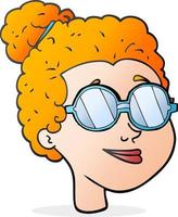 mulher de desenho animado desenhada à mão livre usando óculos vetor