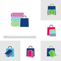 conjunto de vetor de logotipo de livraria. modelo de conceito de design de logotipo de livro de loja. símbolo de ícone simples criativo