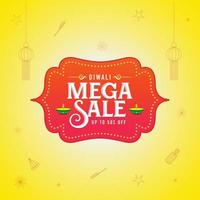 banner de unidade de logotipo de festival de oferta de mega venda de diwali com fundo de celebração de lâmpada e biscoito, etiqueta, cabeçalho da web, vetor, ilustração, etiqueta, fundo de celebração de diwali