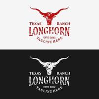 logo vintage grunge longhorn texas ranch vetor