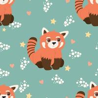padrão perfeito de panda vermelho de desenho vetorial vetor