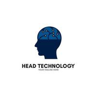 design de ícone de logotipo de cabeça humana de tecnologia vetor
