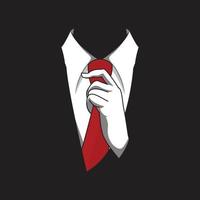 ícone de vetor de uma mão segurando uma gravata vermelha. design de silhueta e simples