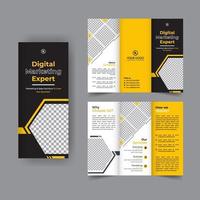 capa de relatório anual de folheto com três dobras de negócios, capa de folheto corporativo com três dobras de marketing digital ou design de folheto. apresentação do folheto. catálogo com fundo geométrico abstrato. modelo moderno. vetor