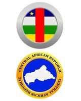 botão como um símbolo bandeira da República Centro-Africana e mapa em um fundo branco vetor