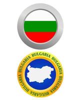 botão como um símbolo da bandeira búlgara e mapa em um fundo branco vetor