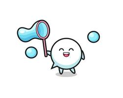 desenho de bolha de fala feliz jogando bolha de sabão vetor