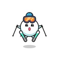 personagem de mascote de bolha de fala como jogador de esqui vetor