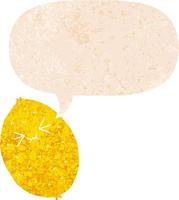 desenho animado limão amargo e bolha de fala em estilo retrô texturizado vetor