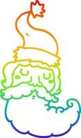 desenho de linha de gradiente de arco-íris desenho animado rosto de santa vetor