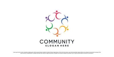 cor ilustração de design de logotipo de pessoas da comunidade completa para união com conceito criativo vetor
