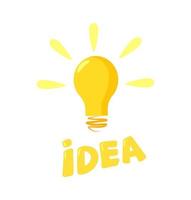 ideia de conceito, sinal criativo de lâmpada, inovação. lâmpada de negócios simples, conceito para gerenciamento de projetos, marketing, criatividade. ilustração vetorial isolado. vetor